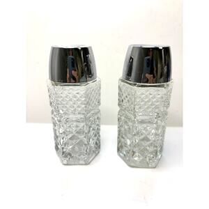 Anchor Hocking Clear Glass Waffle Pattern Salt and Pepper Shakers AS IS